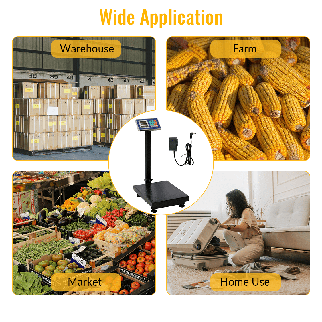 660lbs Weight Computing Digital Scale Floor Platform 0.1 lbs Accuracy with LB/KG Tare Price Calculator - Black - Fab Heavy Parts