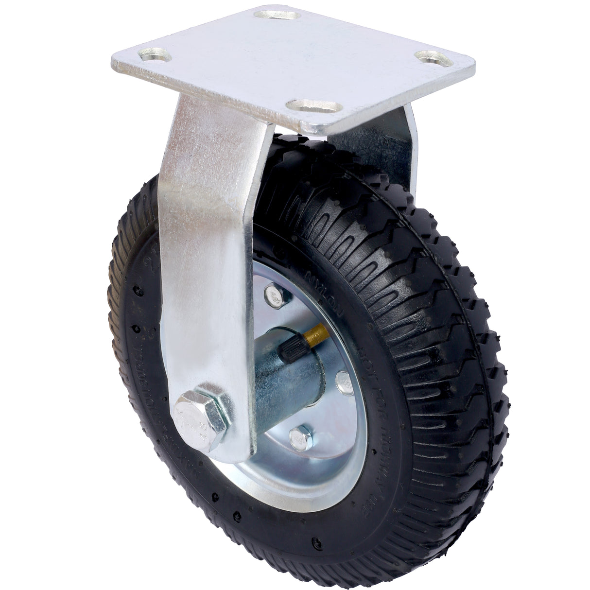 2PCS 8IN Pneumatic Tire Rigrid Caster Wheel Swivel Plate Steel Hub with Ball Bearings 5/8-Inch Bore Centered Axle Black