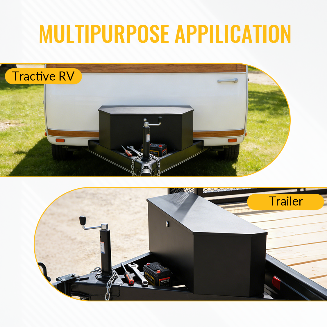 36"x12"x12" Tilhengertungeboks med lås og nøkler i karbonstål, kraftig bruk