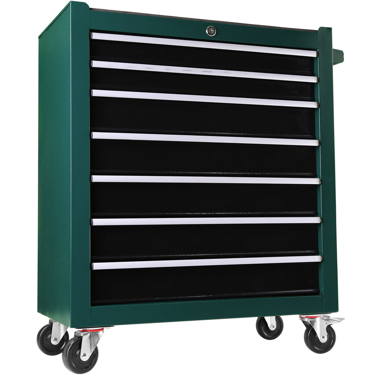 7 - Drawer Rolling Tool Cart Box Lockable - Green - Fab Heavy Parts