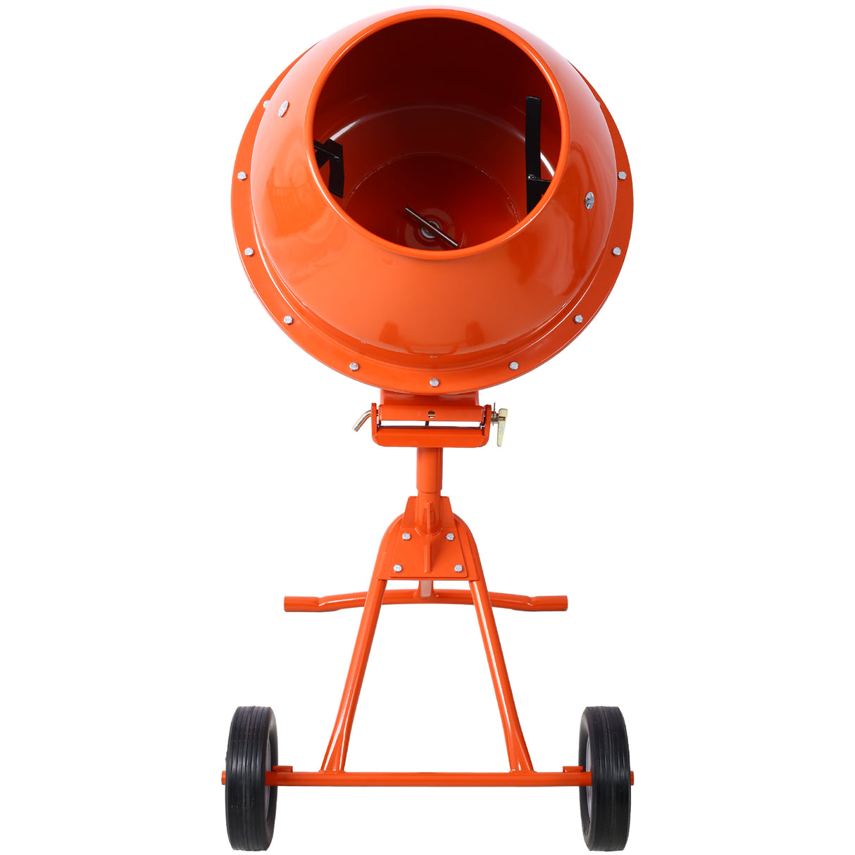 370W Portable Electric Concrete Mixer Cement Mixing Barrow Machine Mortar Handle with Wheel 4.6 cu/ft.--Orange