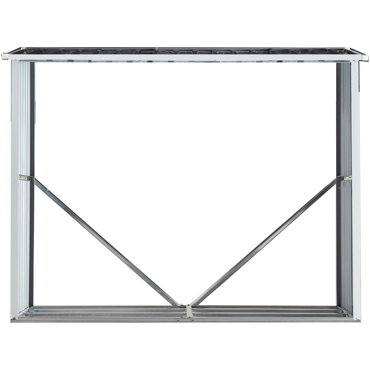 屋根付き薪ラック付き丸太保管小屋、無煙炭亜鉛メッキ鋼板 70.9"