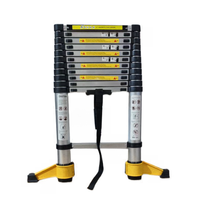 11.5 FT Aluminum Telescoping Ladder 330 Lbs Capacity Equipped with 360 ° Rotatable Stabilizer Bar and Metal Tool Suction Magnetic Strip