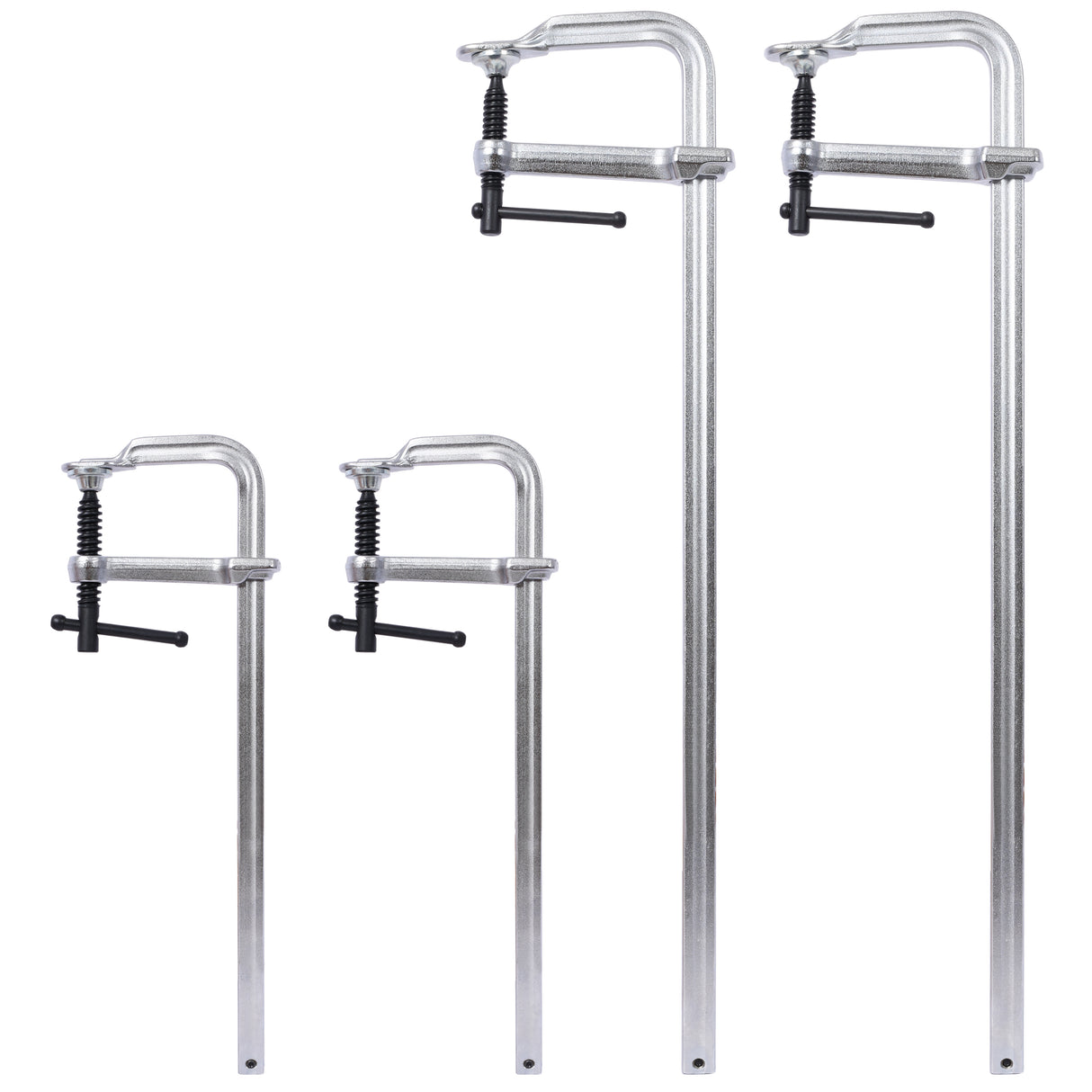 4Pcs Pack Bar Clamps Set Drop Forged Steel F Clamps 2Pcs 12 inch x 3 inch+ 2Pcs 24 inch x 4-3/4"