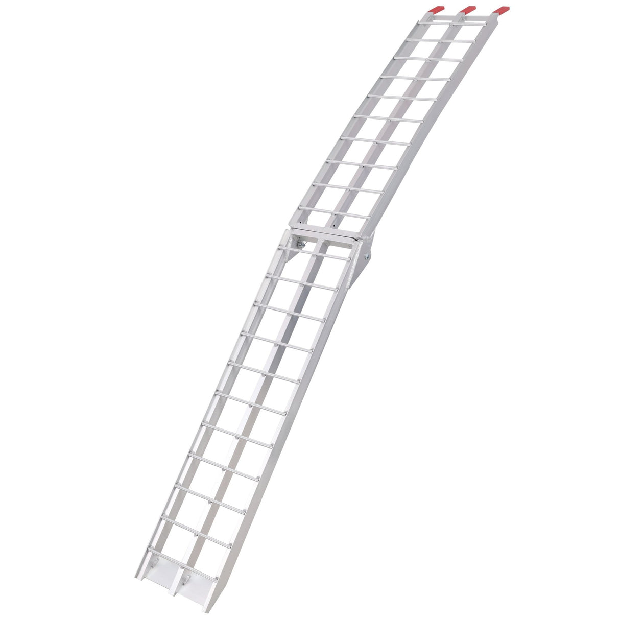 7.5FT 1 Pair Aluminum Loading Ramps with Safety Straps 1500 Lbs Capacity Per Pair - Silver - Fab Heavy Parts