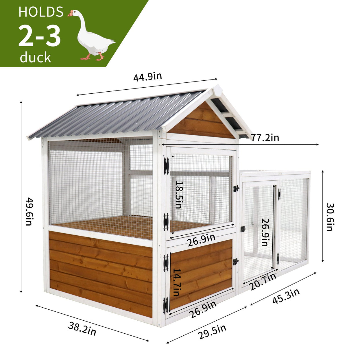 77" Large Wooden Chicken Coop with Nest Box Waterproof PVC Board - Yellow Brown - Fab Heavy Parts