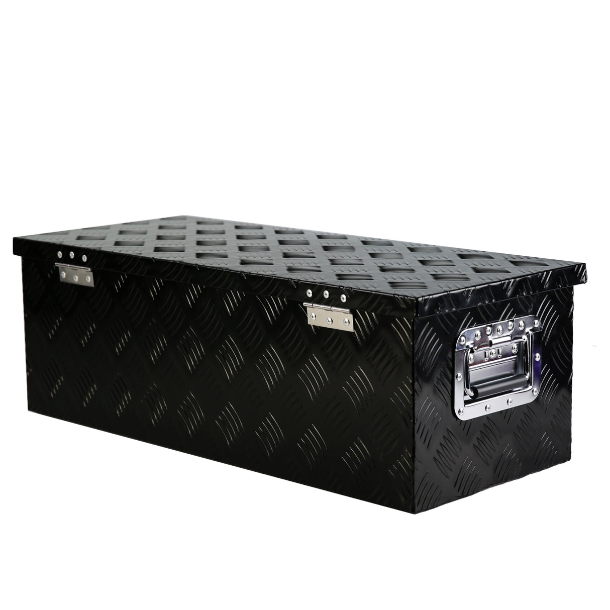 30 Inch Truck Box Heavy Duty Black Aluminum 5 Bar Tread Tool Long Box with Lock Keys 30.1"×12.8"×10.4"