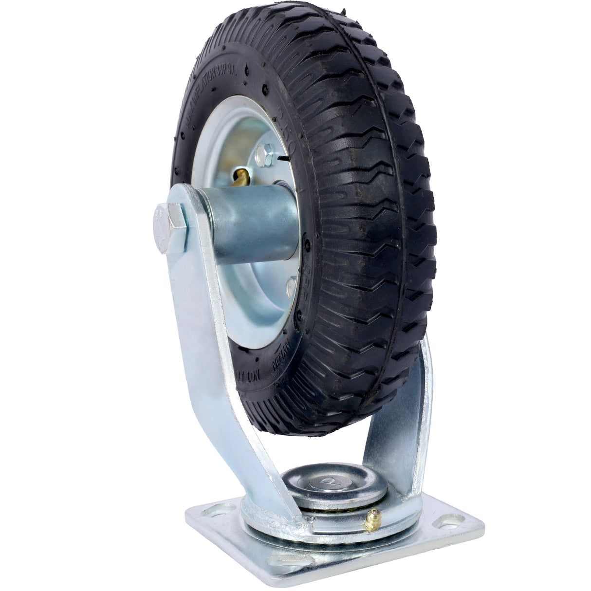 4 STK 8IN Hjul pneumatisk dekk (2 STK svingbar + 2 STK stiv) Hjul Svingplate stålnav med kulelager 5/8-tommers boring sentrert aksel svart