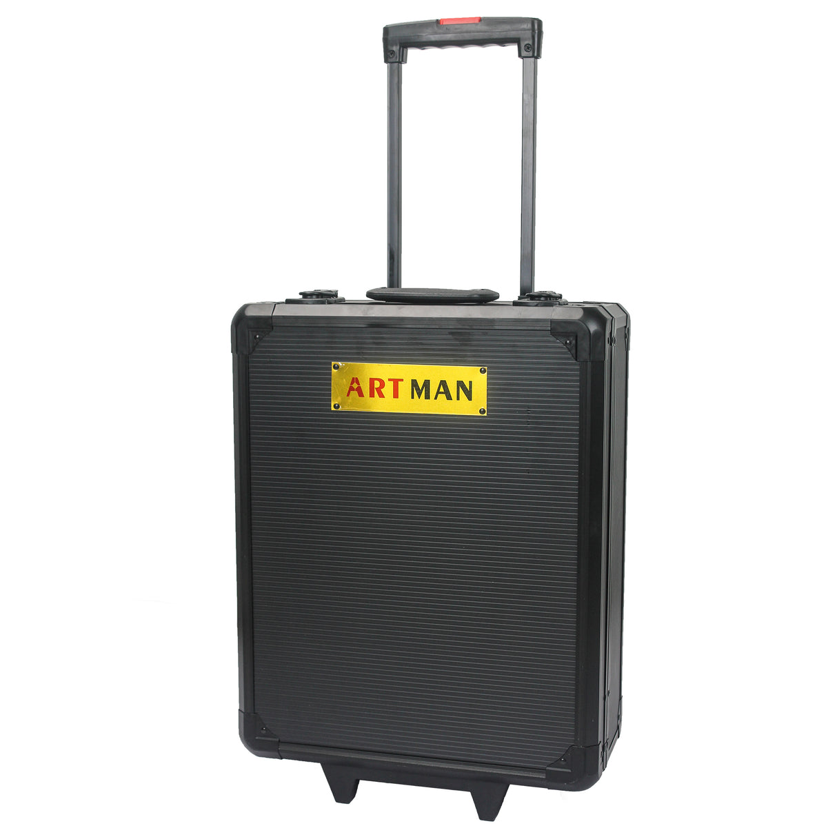 Schwarze Handwerkzeugkasten mit 4 Schichten von Toolset und Rädern