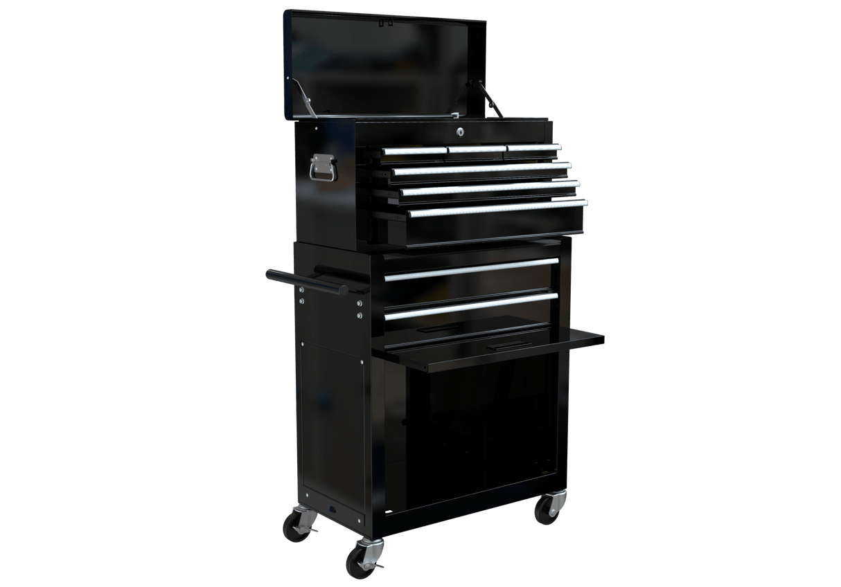 8 - Drawer Tool Storage Cabinet High Capacity Rolling Chest with Wheels and Drawers Black - Fab Heavy Parts
