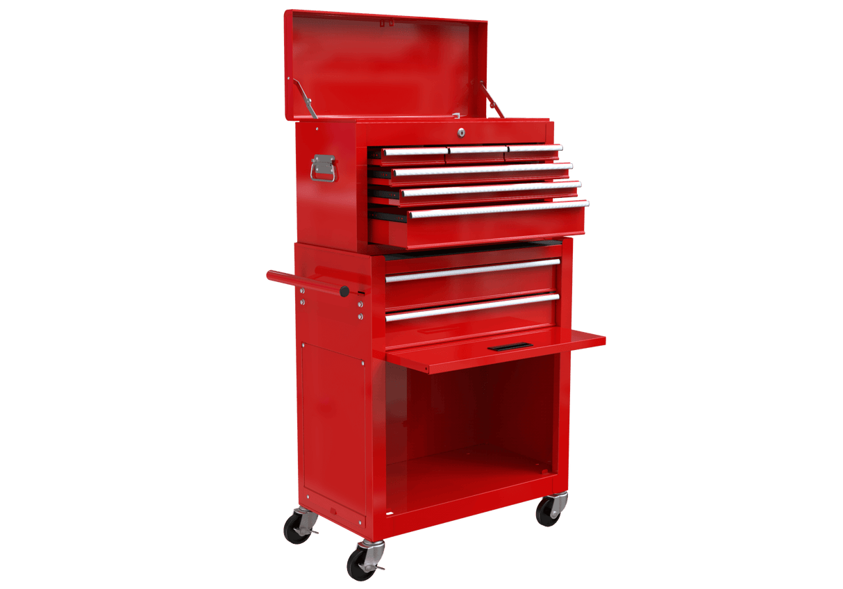 8 - Drawer Tool Storage Cabinet High Capacity Rolling Chest with Wheels and Drawers Red - Fab Heavy Parts