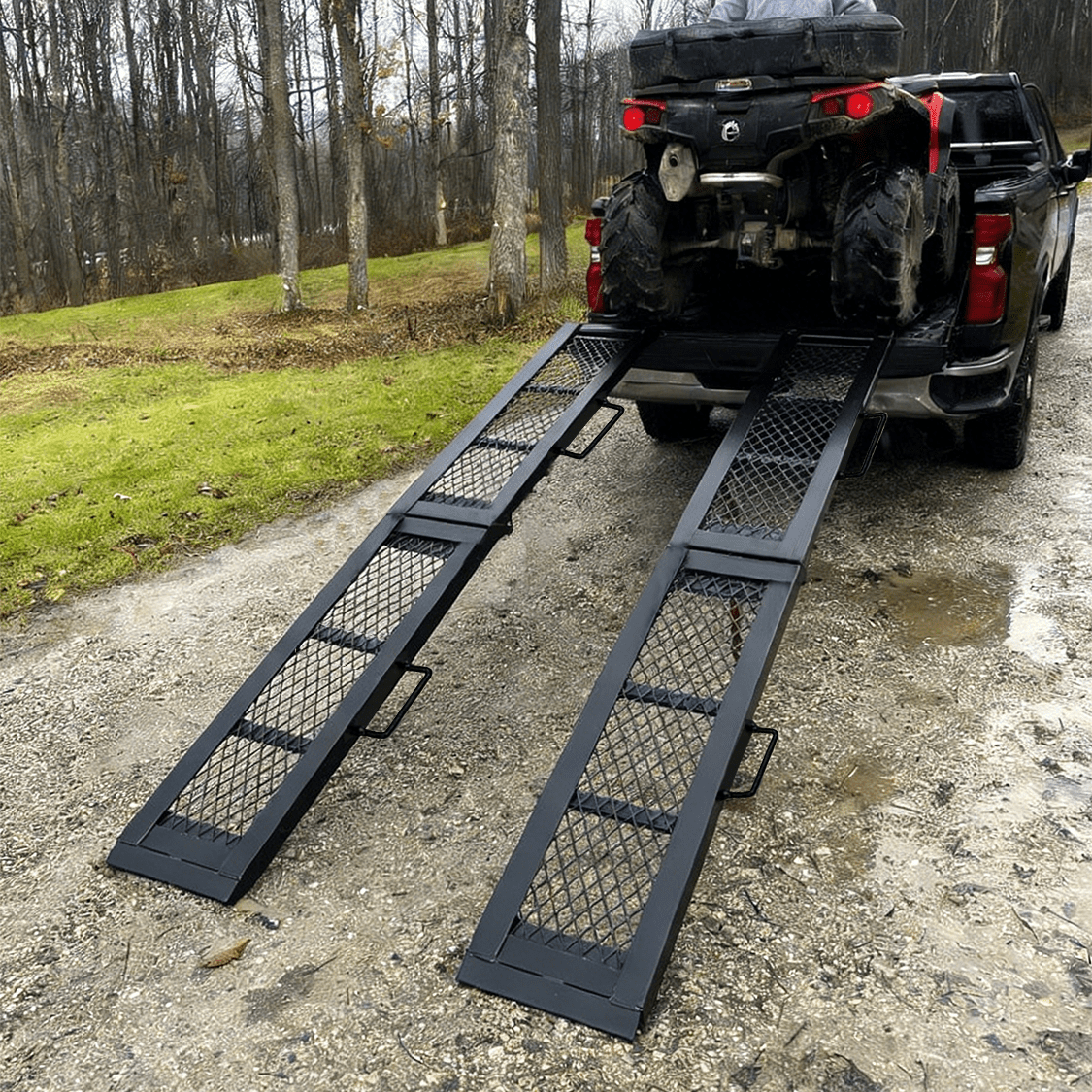 80" Steel Loading Ramp 500LBS Capacity Portable Motorcycle Folding ATV - Fab Heavy Parts