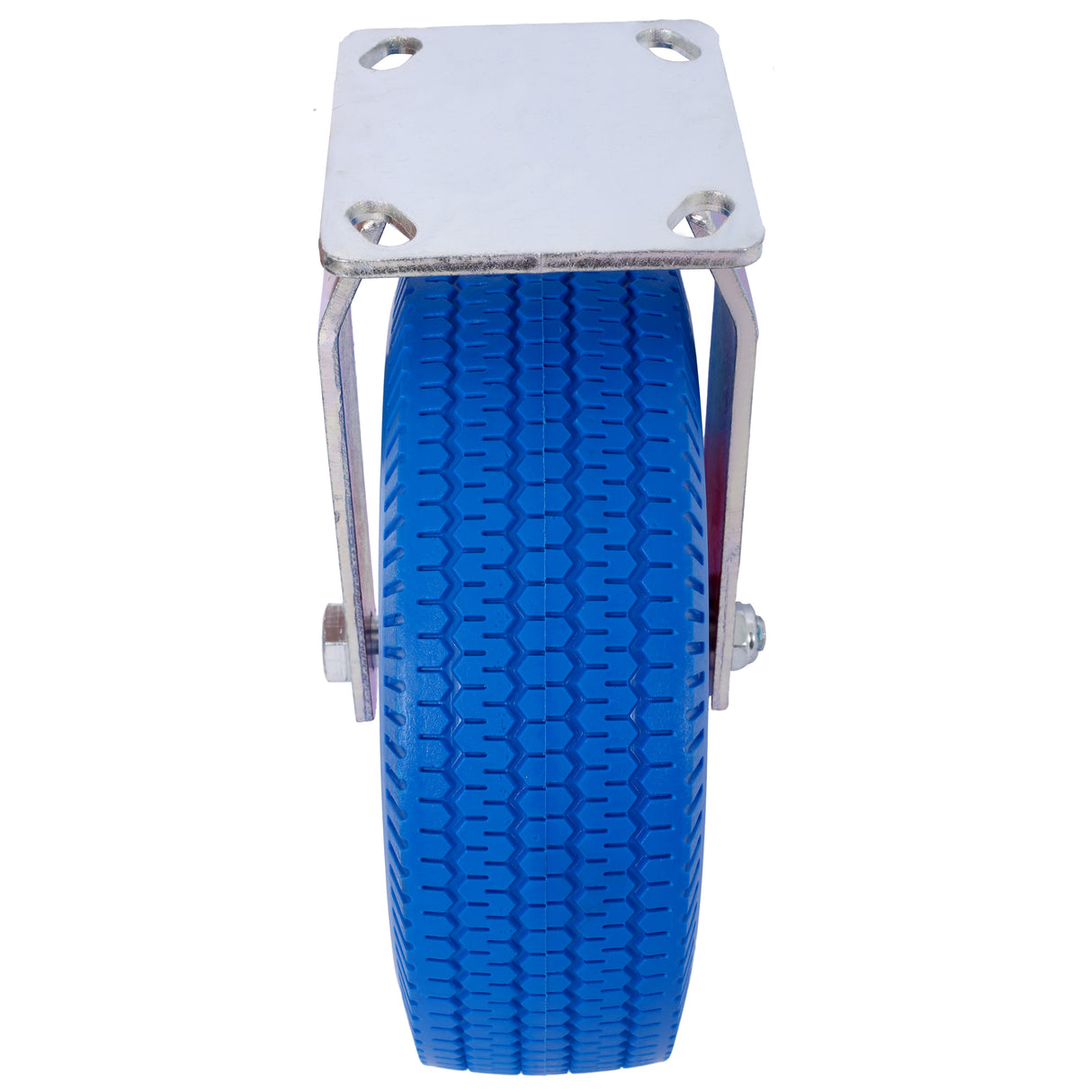 4PCS 10IN X-Large Flat Free Caster Wheel (2PCS Swivel+2PCS Rigid) Swivel Plate Steel Hub with Ball Bearings 5/8-Inch Bore Centered Axle Blue