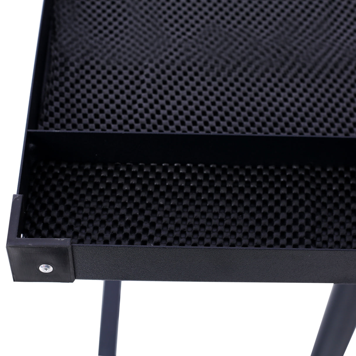 Adjustable Tear Down Work Table with Drawer (4) 2.5" Swivel Casters 220 Lbs Capacity Rubber Corners Heavy Duty Steel--Black