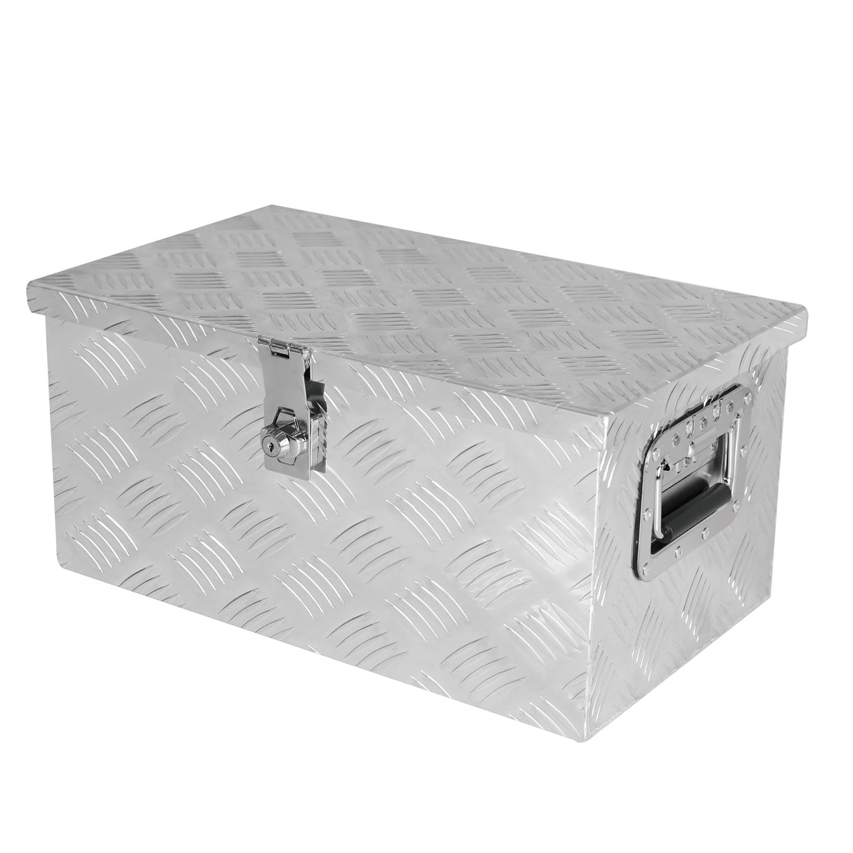 20 Inch Truck Box Silver Aluminum Tool Long Box 5 Bar Tread Flat with Lock Side Handle and Keys 20.1"×11.8"×9.3"