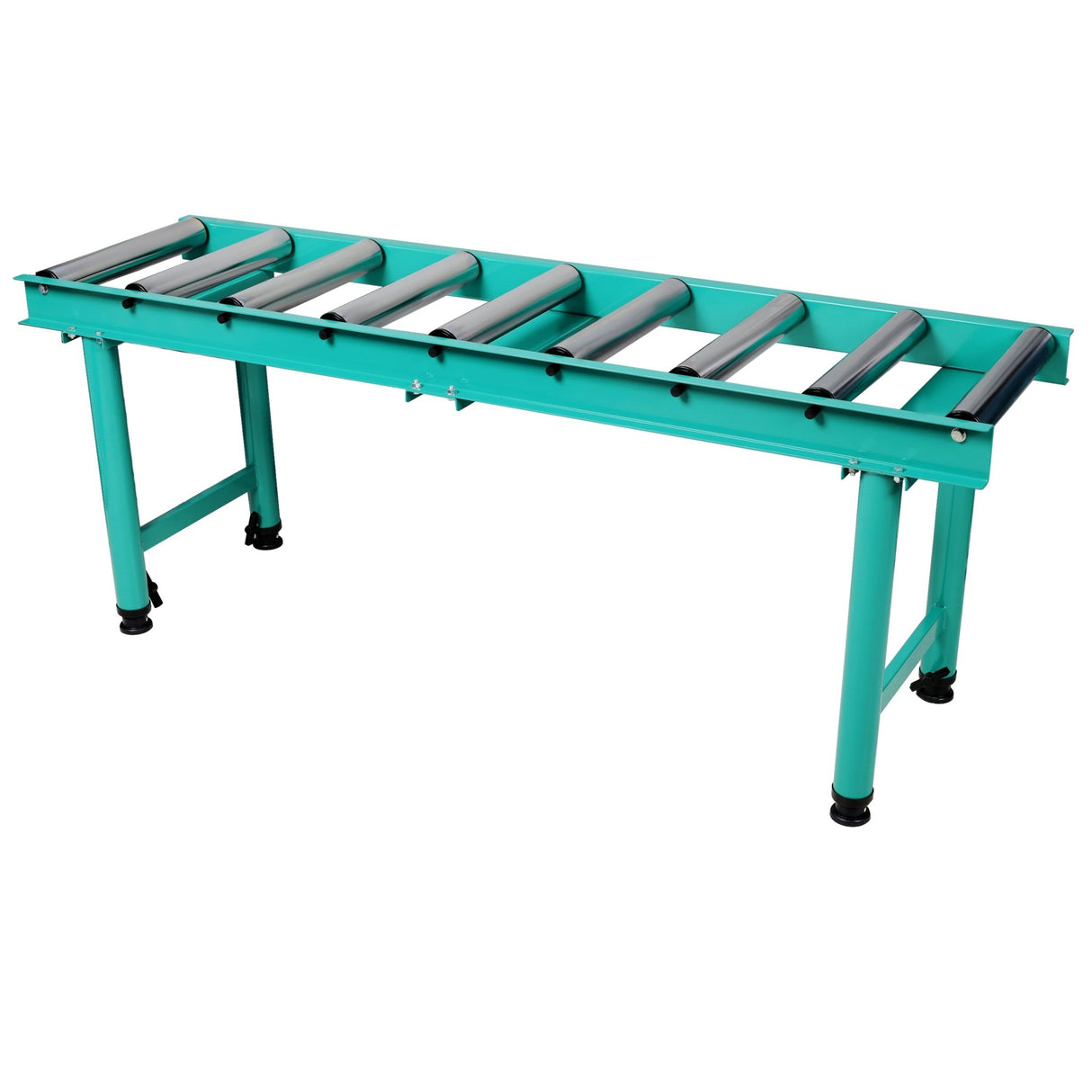 9 Roll Heavy Duty Adjustable Height Length Conveyor Roller Stand 440 lbs. Weight Capacity - Green - Fab Heavy Parts