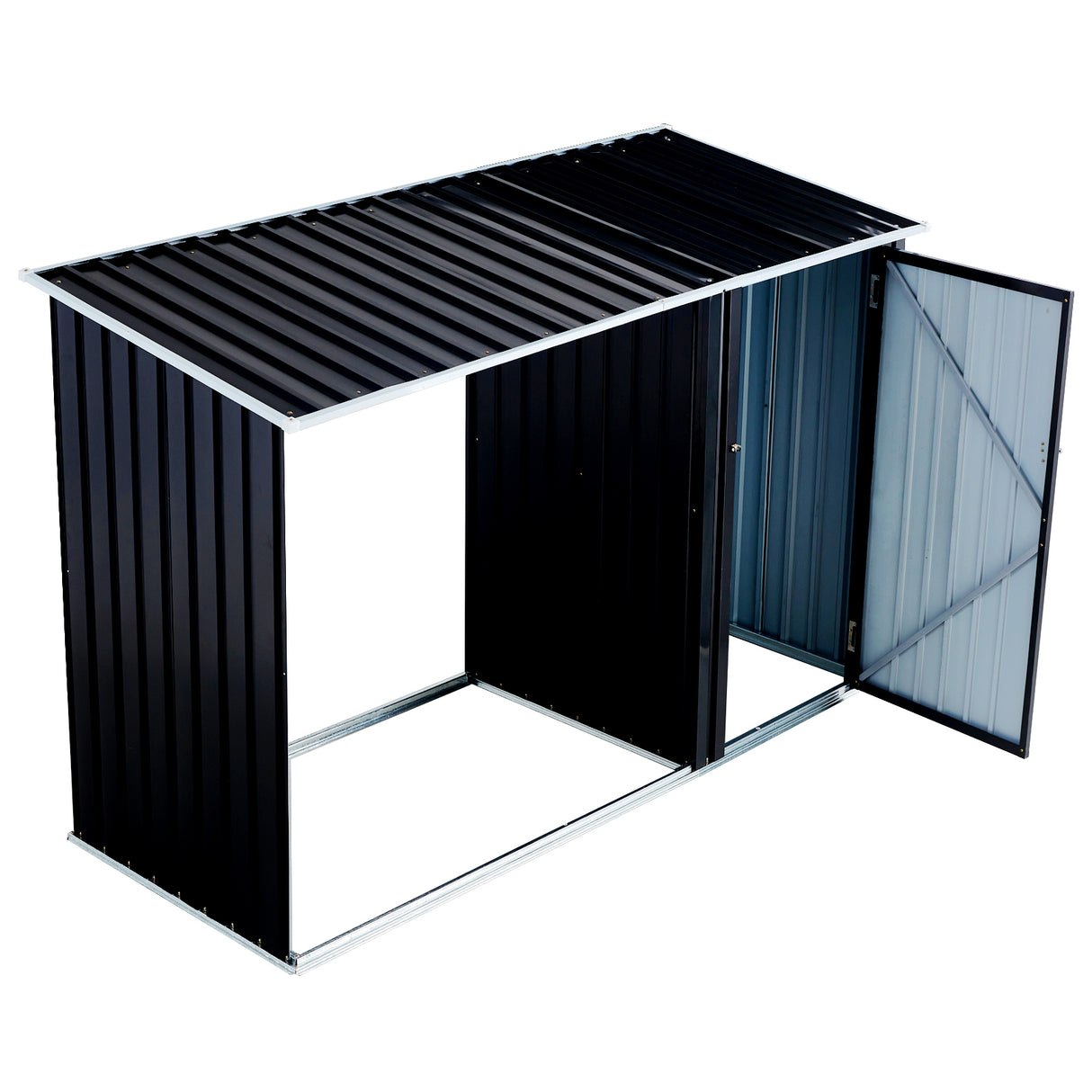 Outdoor Firewood Storage Shed Rack with Log Holder Galvanized Steel 98”