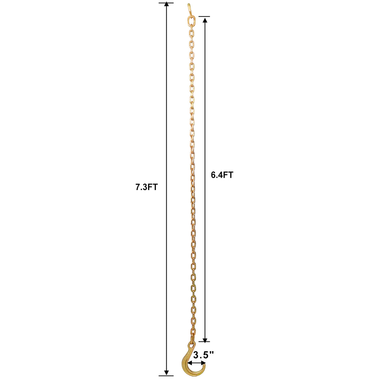 Tow Chain with 8 Inch Forged J Hook and Grab Grade 70 Chain 6 Foot 4,700 Pound Safe Working Load