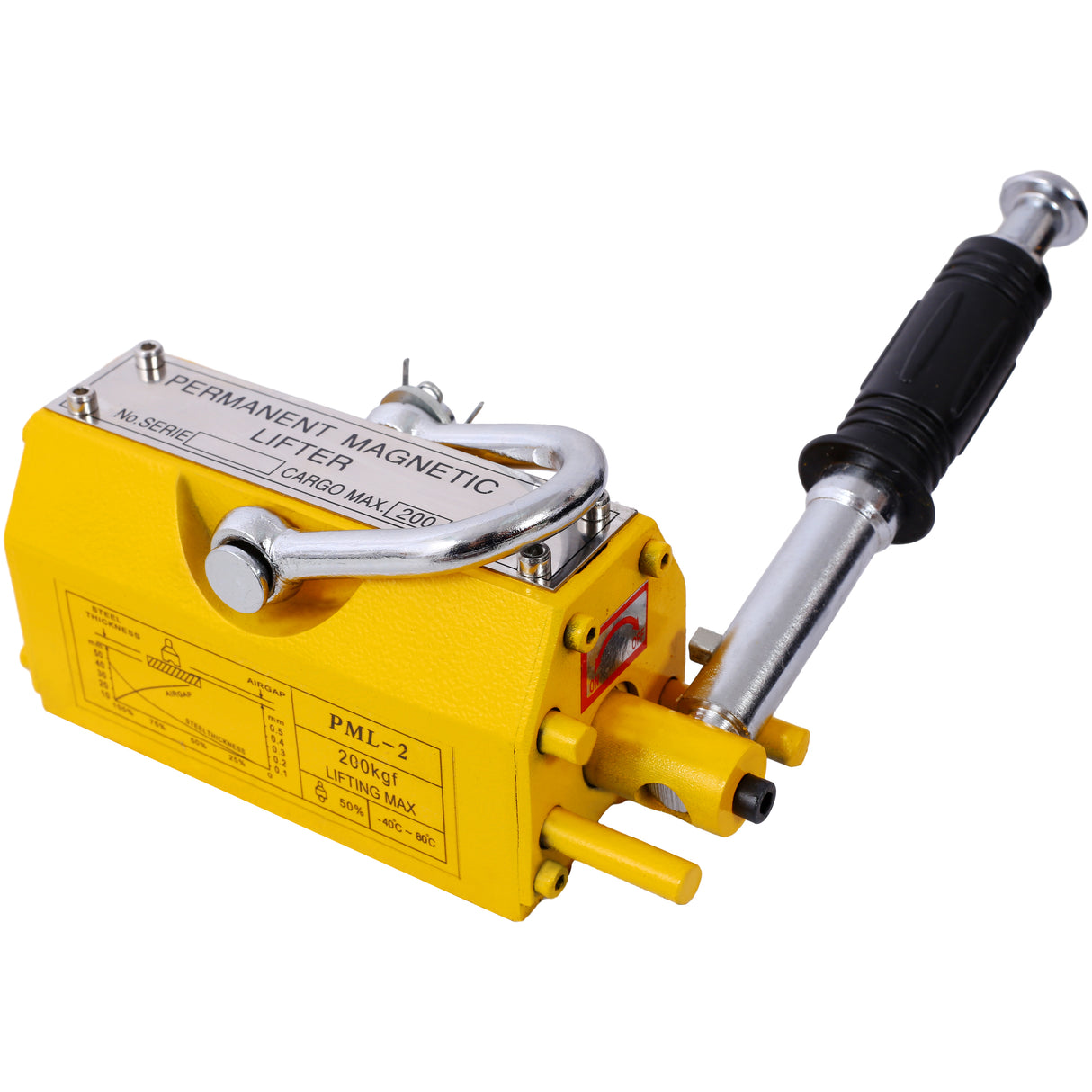 Permanent Magnetic Lifting with Release 440lbs/200kg Heavy Duty Magnet 2.5 Safety Factor Neodymium & Steel