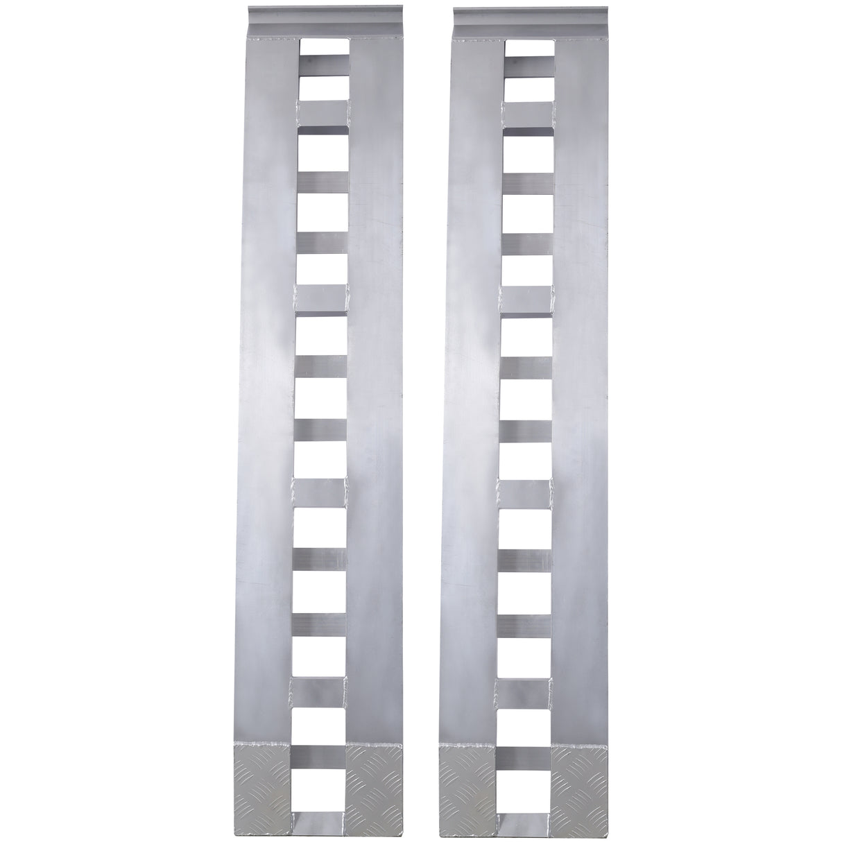 1 Pair Heavy-Duty Ramps with Top Hook Attaching End Universal Loading Ramp 72" X 14" 6600 LBS--Silver Aluminum