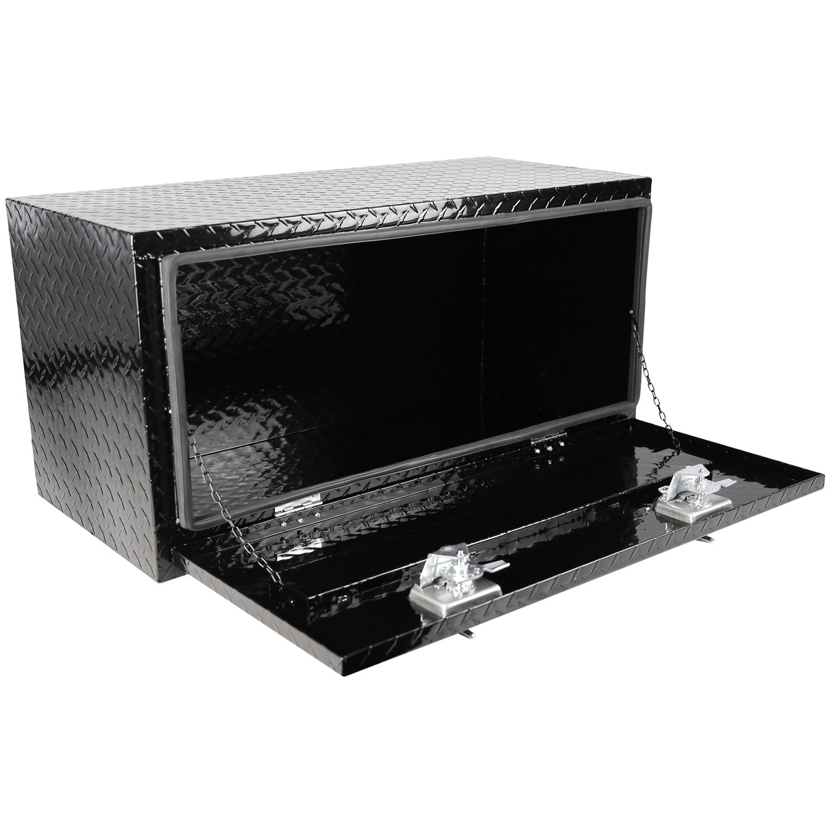 36 Inch Truck Tool Box 36"×17"×18" Heavy Duty Black Aluminum Tread Tool Box with Locks T-Handle Latch Key