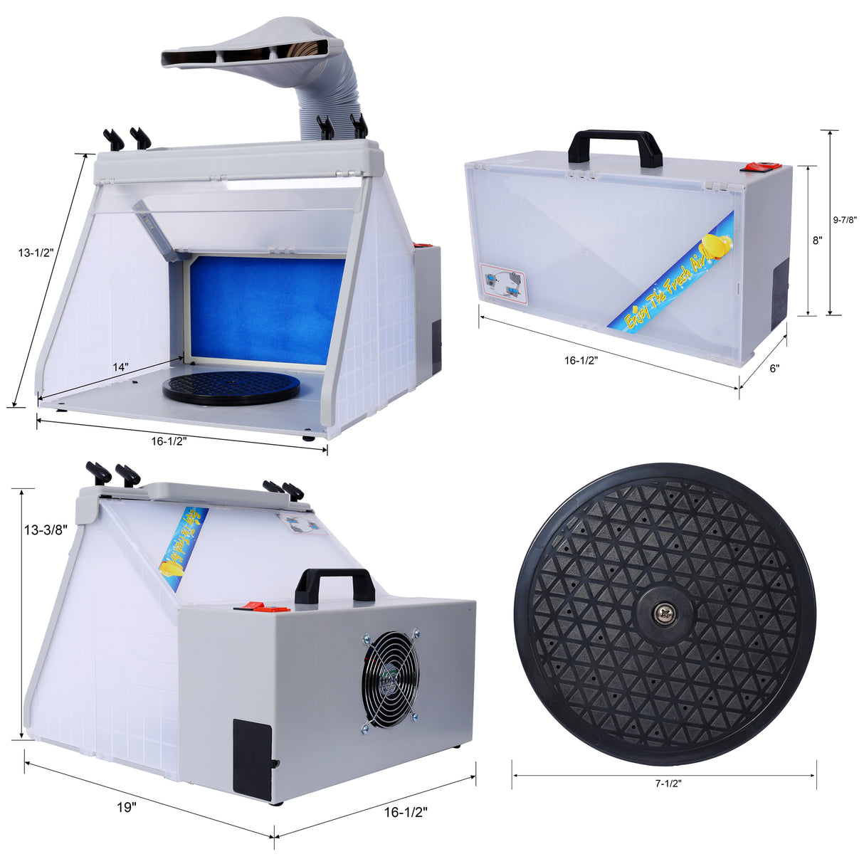 Portable Airbrush Spray Booth Kit Includes 3 Led Lights 4 Airbrush Holders and 1 Paint Holder