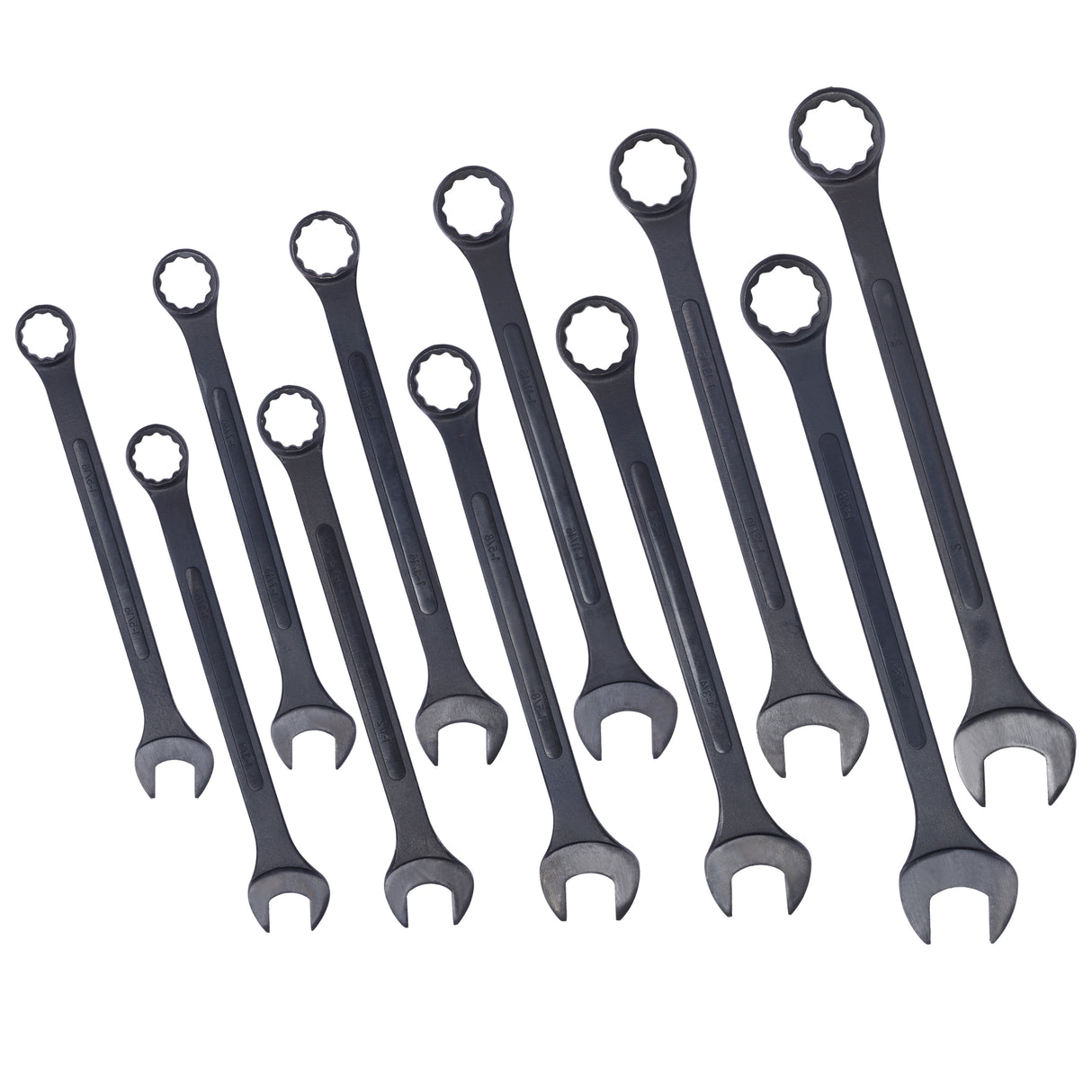 11 Piece Jumbo Combination Wrench Set SAE 1-5/16'' to 2'' Black Oxide with Pouch