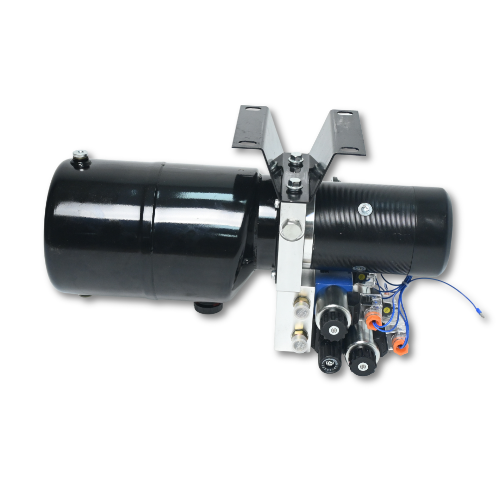 Double Acting Hydraulic Power Unit 3kW 24V DC 8 Quart Steel Tank 1.8GPM 2900PSI SAE 8 Fits for Dump Trailer Car Lifting - Fab Heavy Parts