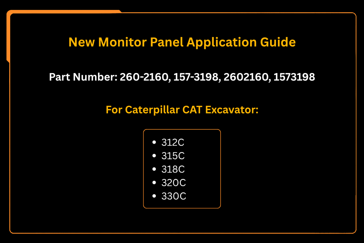 New Monitor Panel 260-2160 2602160 157-3198 1573198 Fits for Caterpillar CAT 312C 315C 318C 320C 330C