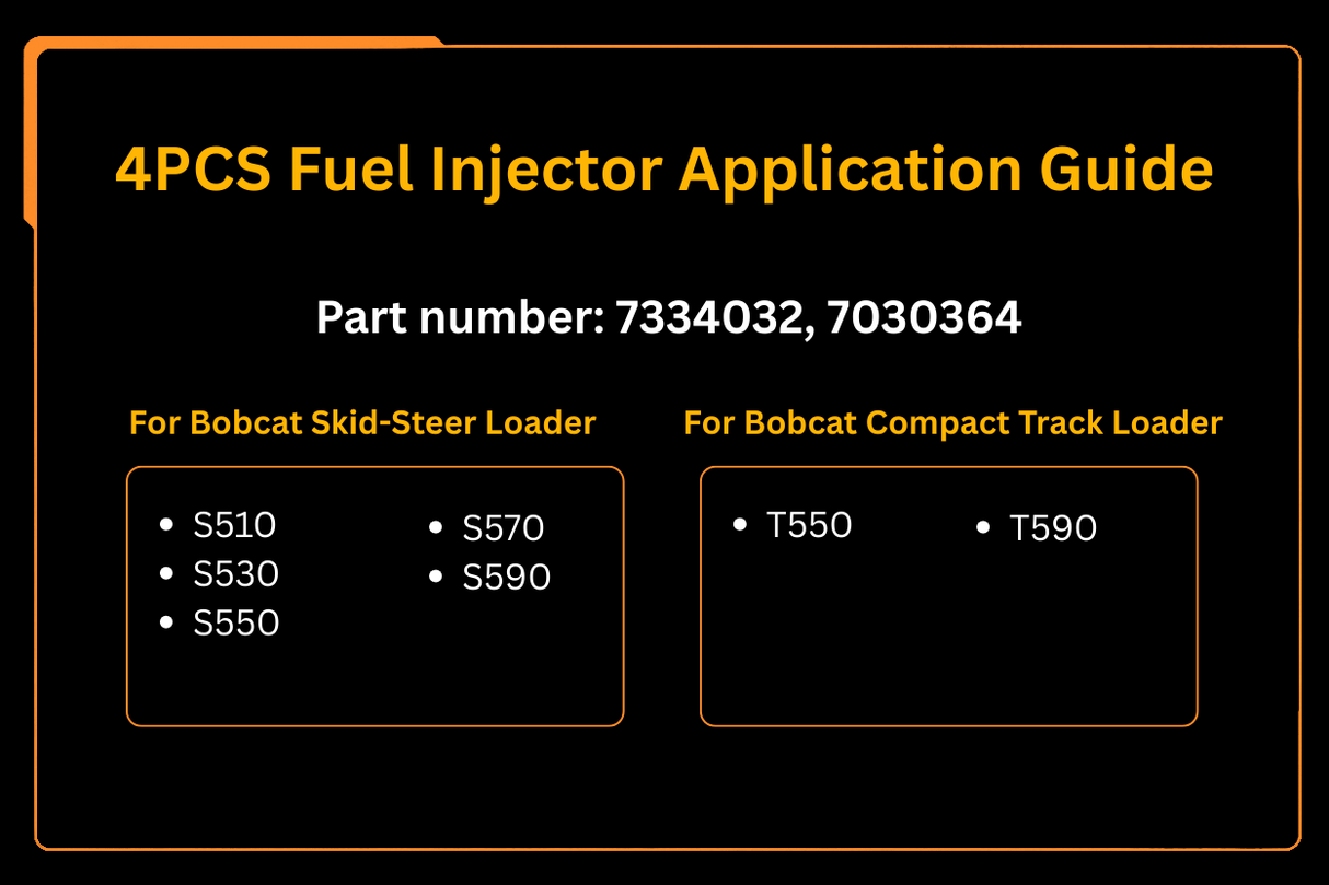 4PCS Fuel Injector 7334032 7030364 Aftermarket Replacement For Bobcat Loader S510 S530 S550 S570 S590 T550 T590
