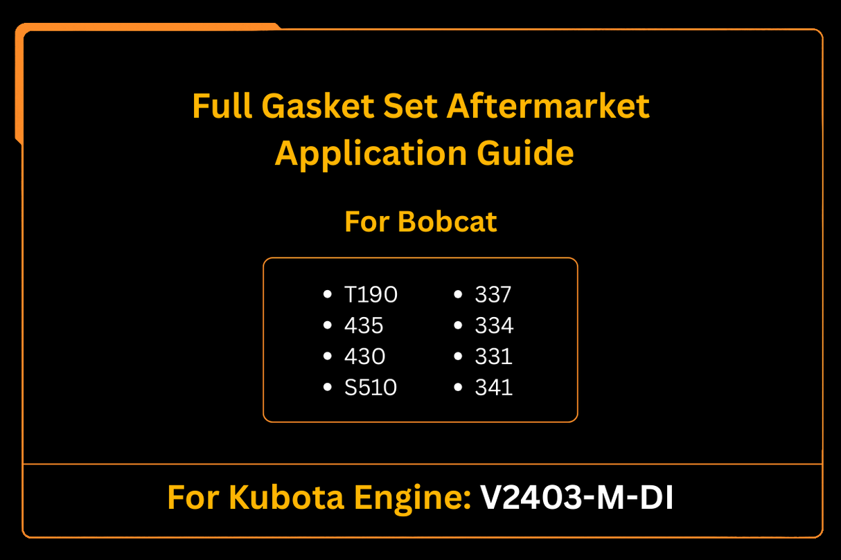Conjunto completo de juntas de reposição para motor Bobcat T190 435 430 S510 337 334 331 341 Kubota V2403-M-DI