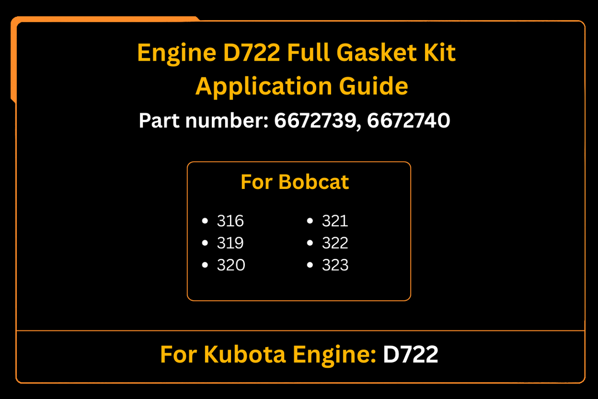 Engine D722 Full Gasket Kit 6672739 Upper+6672740 Lower Aftermarket Replacement For Bobcat 316 319 320 321 322 323