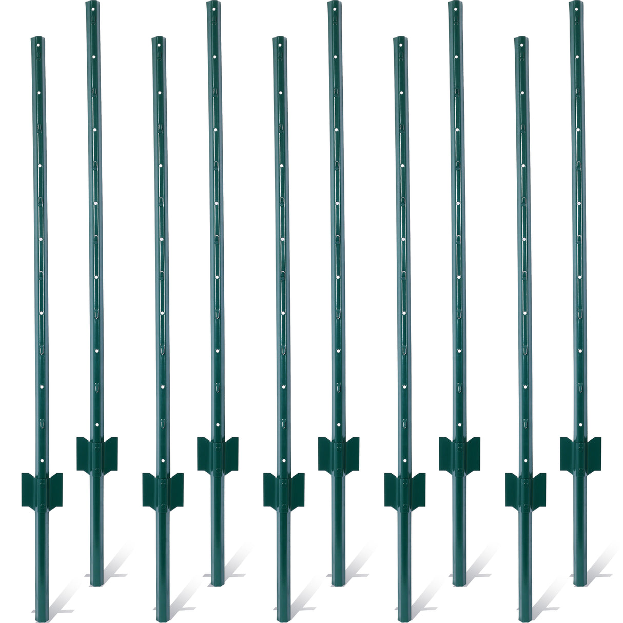 4Feet 10Pack Heavy Duty Metal Fence Post with U-Channel Steel U-Post for Holding Garden Wire Corner Anchor--Green