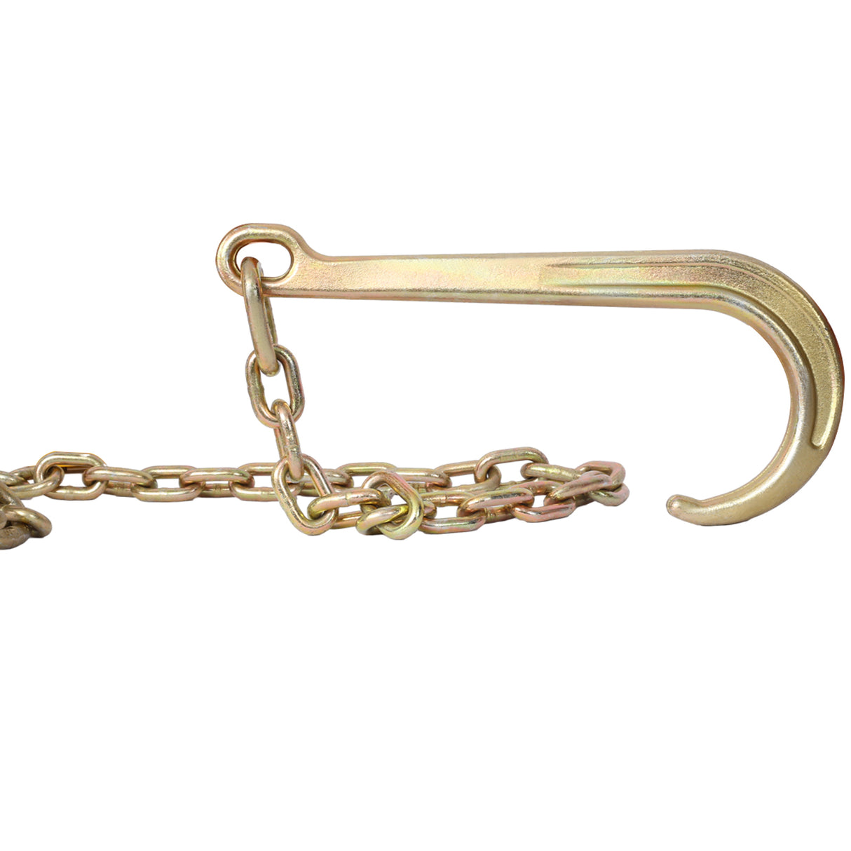 Tow Chain with 15 Inch Forged J Hook and Grab Hook Grade 70 Chain 6 Foot 4,700 Pound Safe Working Load