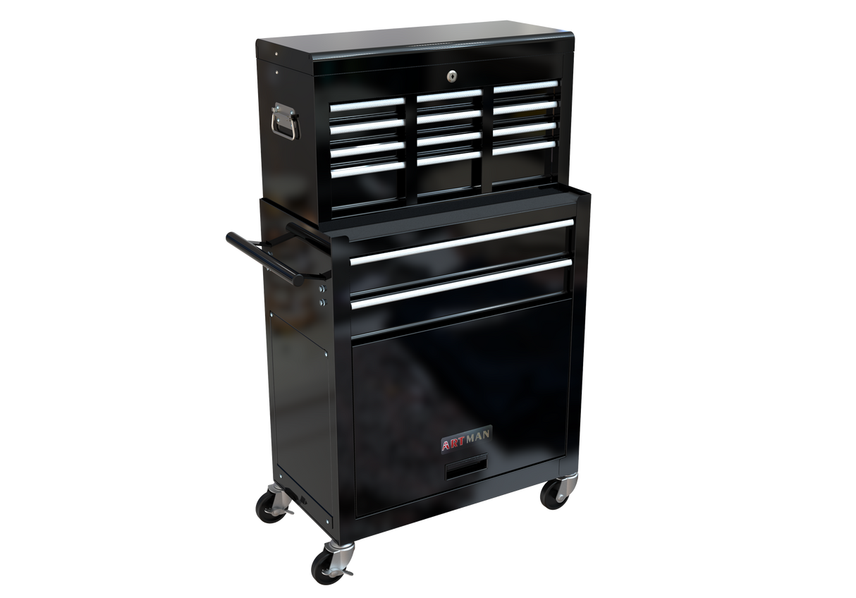 8-Drawer Tool Storage Cabinet High Capacity Rolling Chest with Wheels and Drawers Black