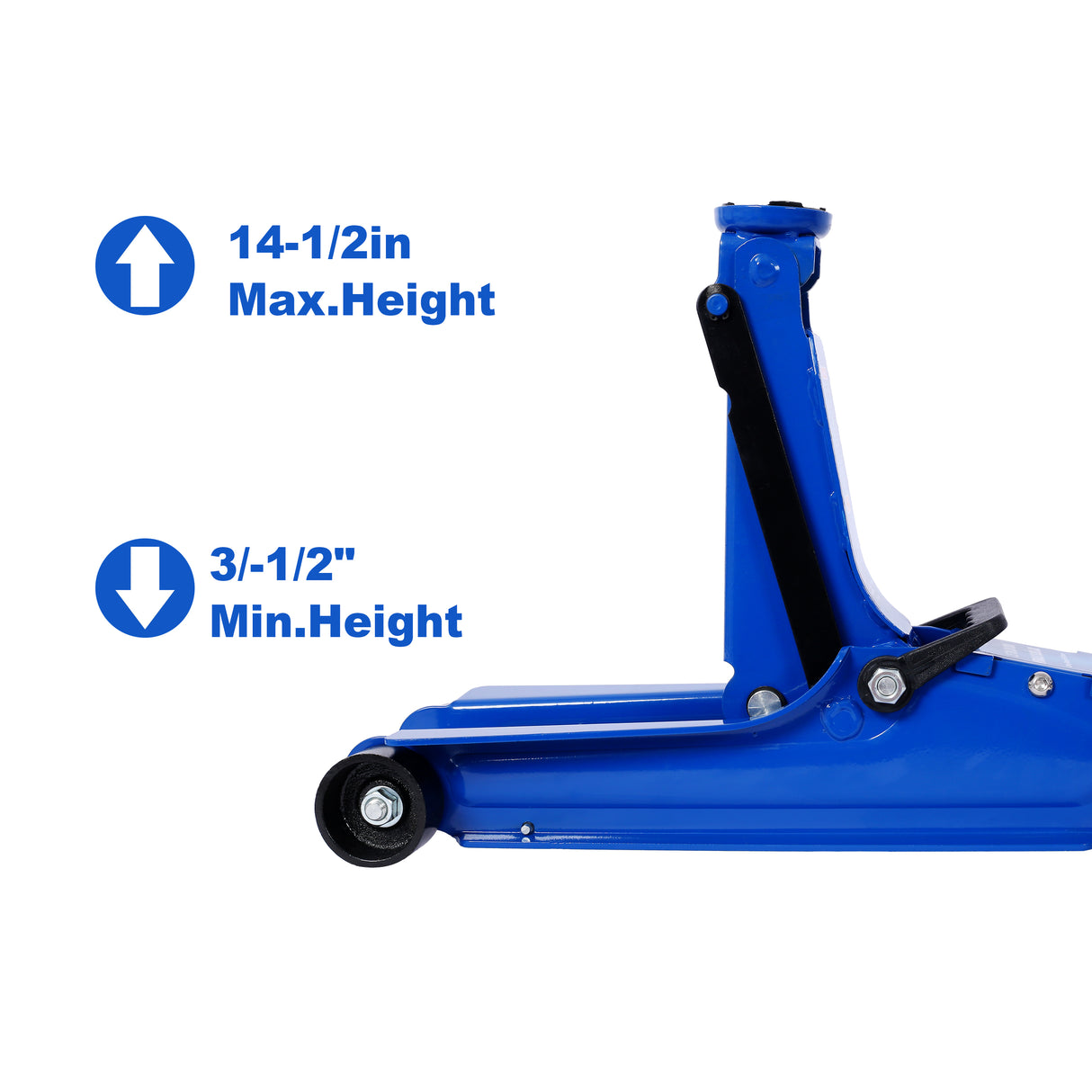 2.5 Ton Low Profile Heavy-Duty Steel Racing Floor Jack with Single Piston Lift Pump Lifting Range 3.5"-14.50"
