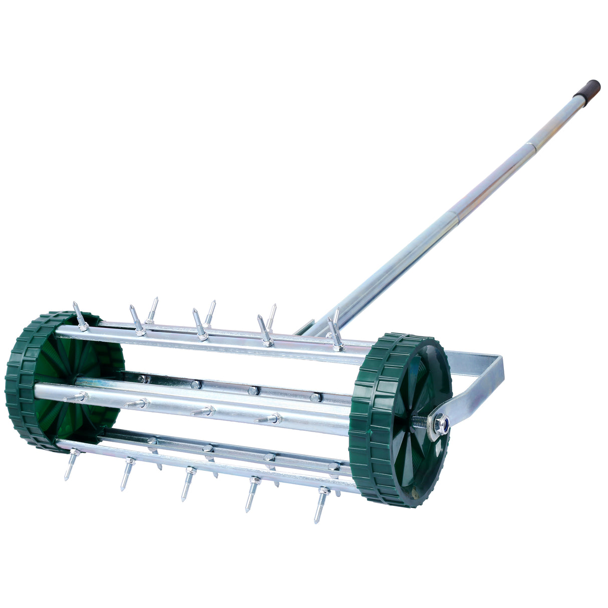 Spike Lawn Aerator Heavy Duty Rotary Push with Steel Handle--Green