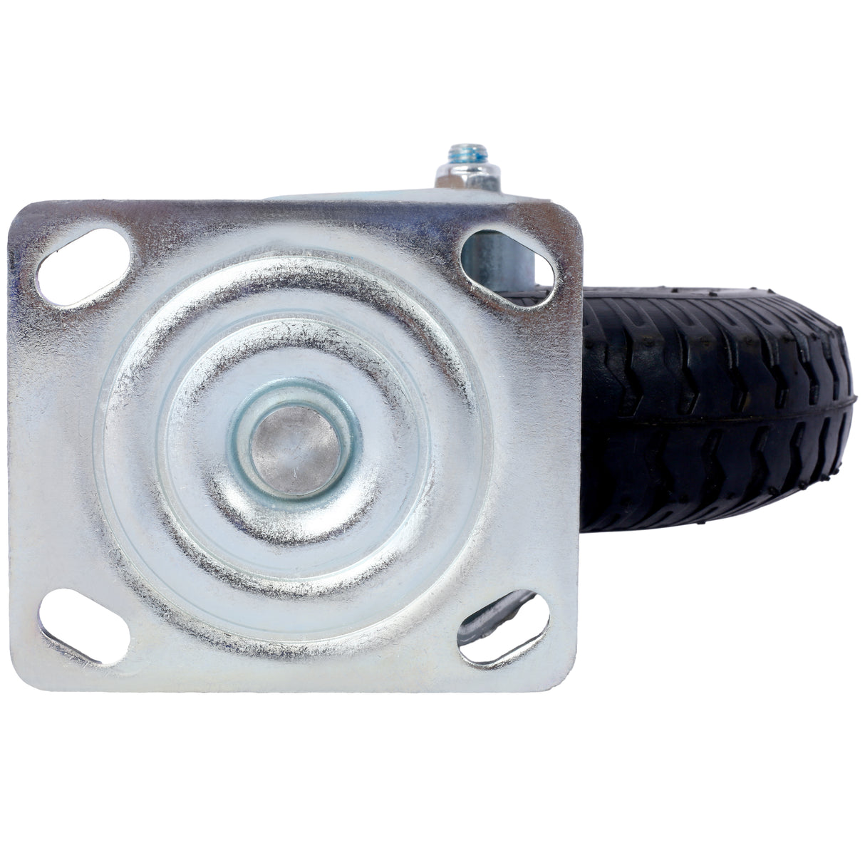 4 STK 8IN Hjul pneumatisk dekk (2 STK svingbar + 2 STK stiv) Hjul Svingplate stålnav med kulelager 5/8-tommers boring sentrert aksel svart