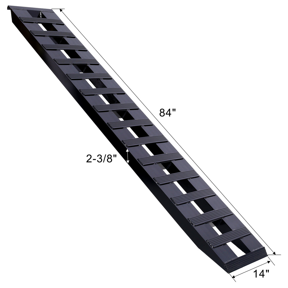 Rampas de servicio pesado de 1 par con extremo de fijación con gancho superior, carga universal 84" incógnita 14" 8800 libras de aluminio negro