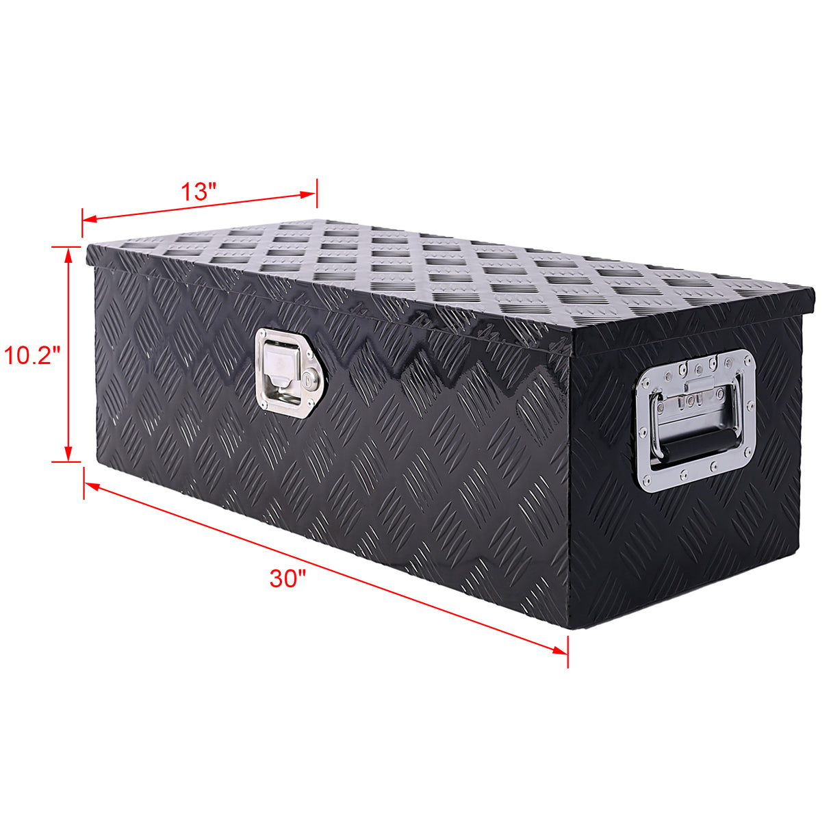 30 inch Truck Tool Box Aluminum Truck Bed Tool Box, Diamond Plate Tool Box with Side Handle and Lock Keys, Storage Tool Box Chest Box Organizer for Pickup, RV, Trailer, Truck Bed--Black