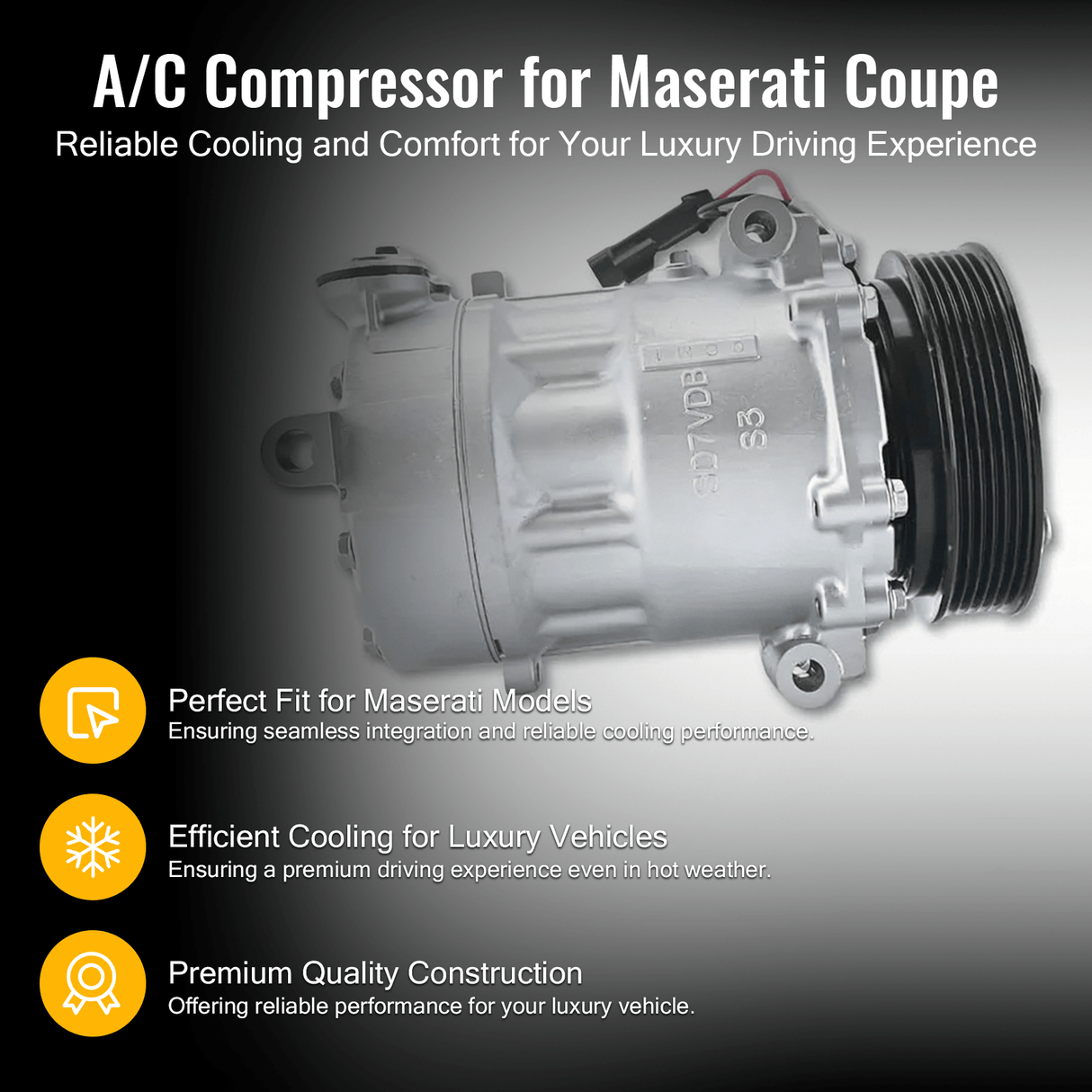 A/C Compressor 183309 Fits for Maserati Coupe Quattroporte Spyder 4200GT SD1230 1230F - Fab Heavy Parts
