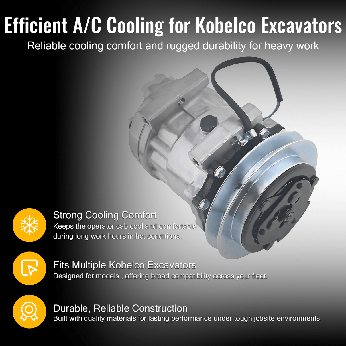 A/C Compressor LC91V00002F1, LC91V00002F3 fits Kobelco SK330 SK330 - 6E SK200 - 6 SK210 - 6E - Fab Heavy Parts