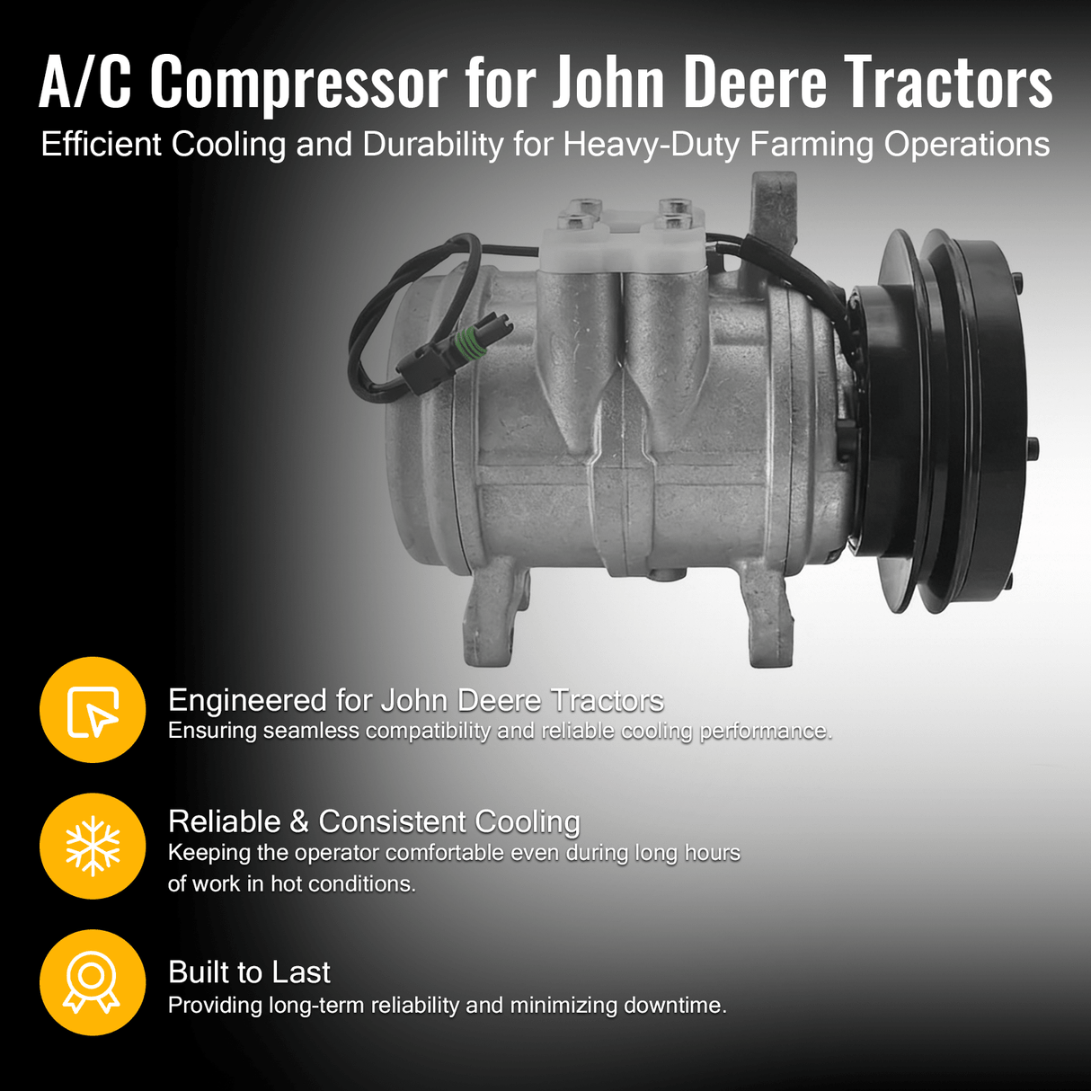 A/C Compressor RE10972 RE12513 Fits for John Deere 2250 2450 2650 3050 3155 4050 4450 - Fab Heavy Parts