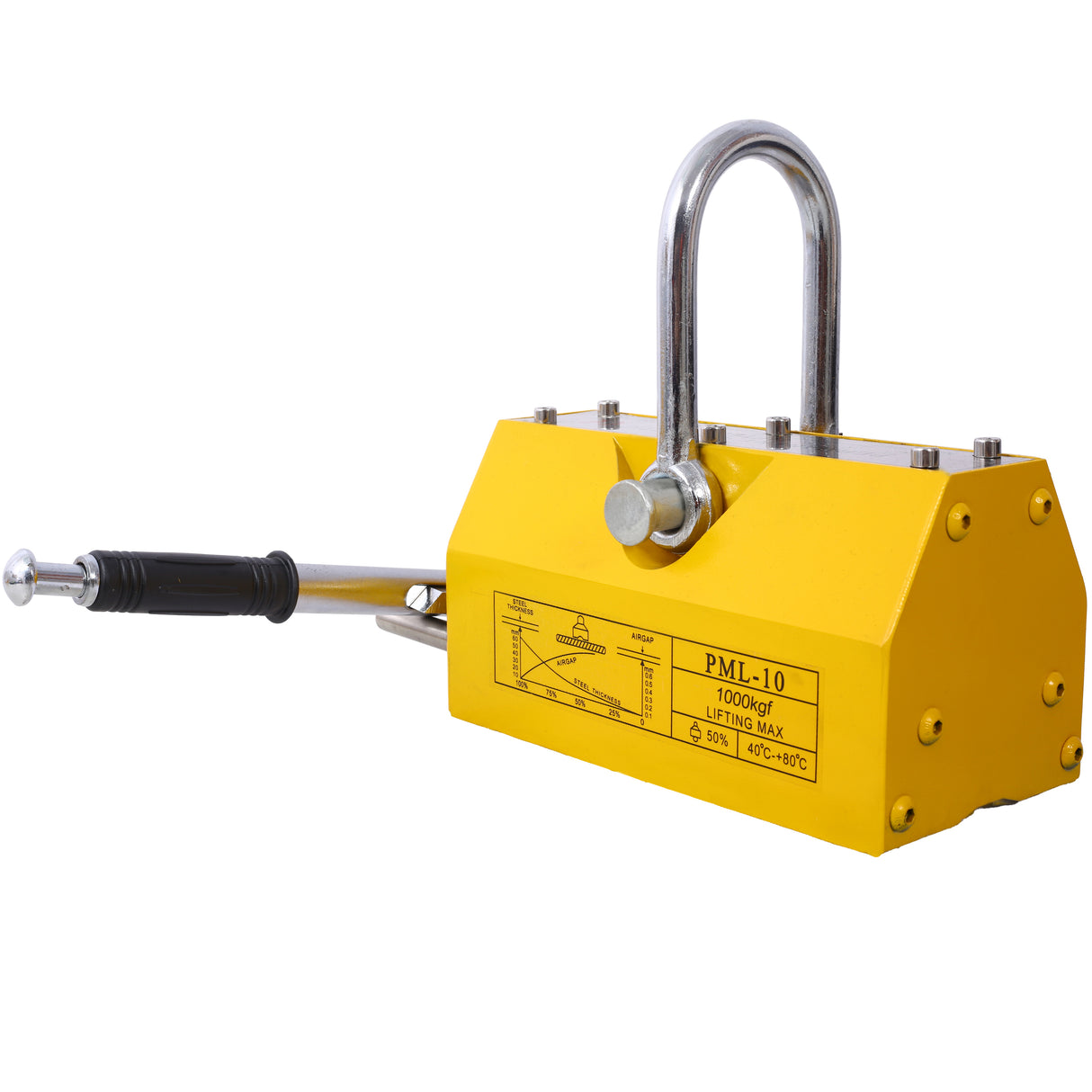 Permanent Magnetic Lifting with Release 2200lbs/1000kg Heavy Duty Magnet 2.5 Safety Factor Neodymium & Steel