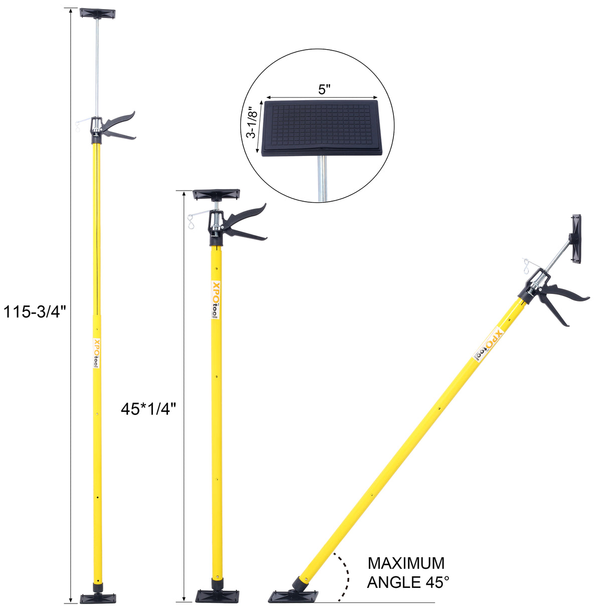 2Pack Adjustable Support Pole Steel 3rd Hand System Rod Extends from 45 to 114 Inch--Yellow