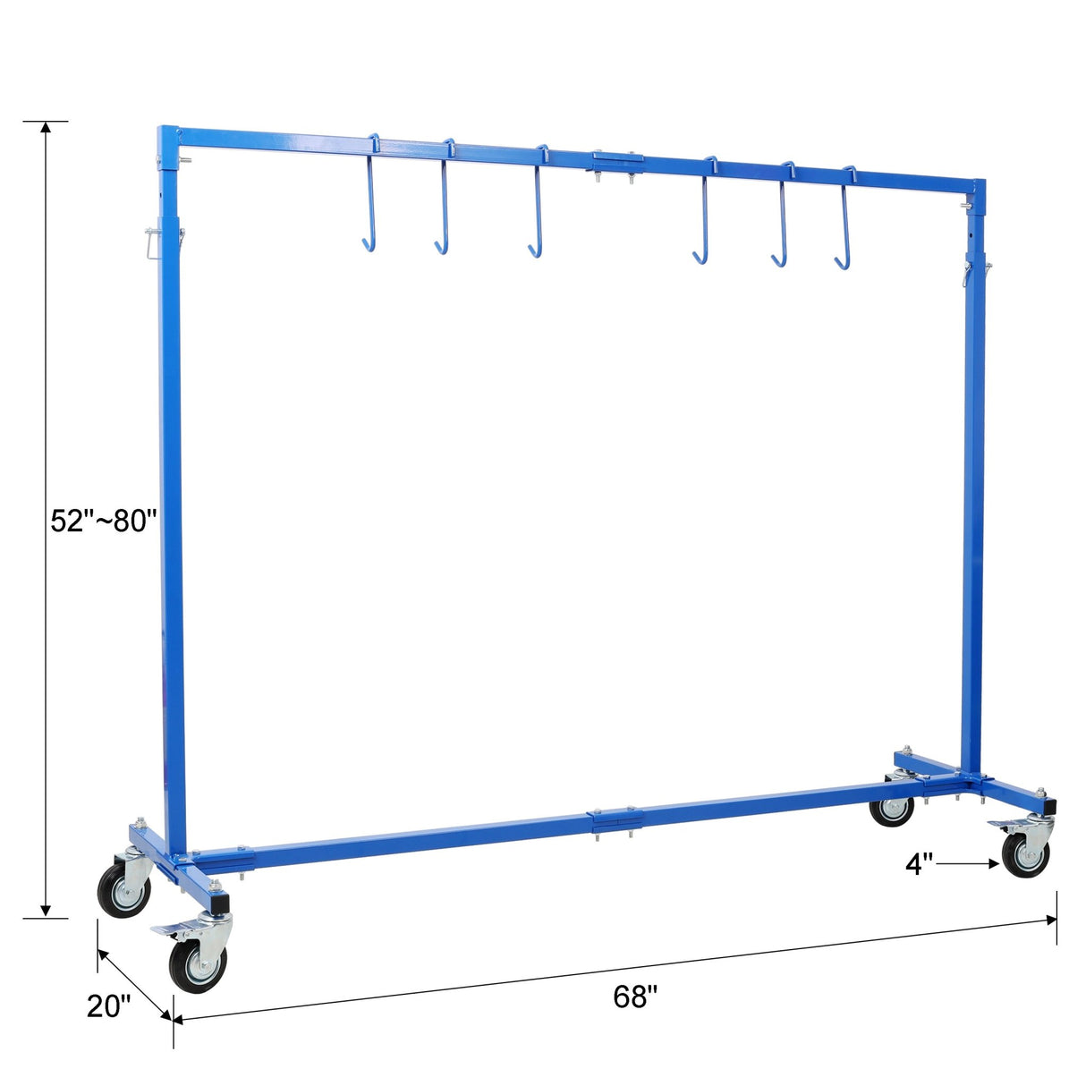 Adjustable Height Paint Hanger Drying Rack Mobile Painting Stand with 6 Hanging Hooks - Blue - Fab Heavy Parts