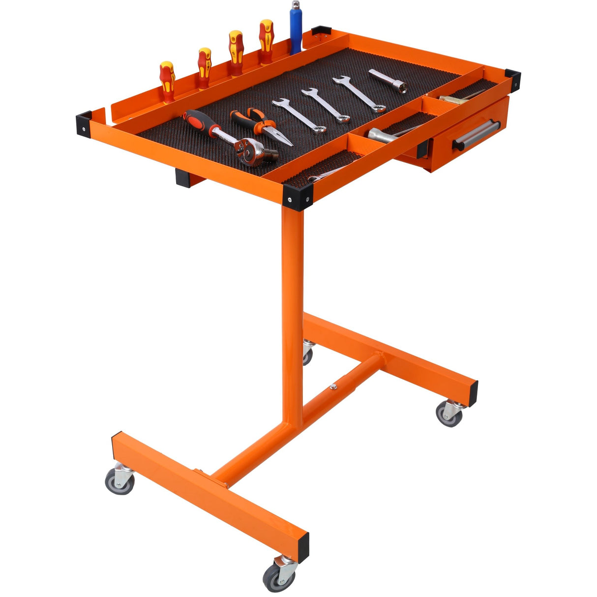 Adjustable Tear Down Work Table with Drawer Portable 220 Pound Capacity - Orange - Fab Heavy Parts