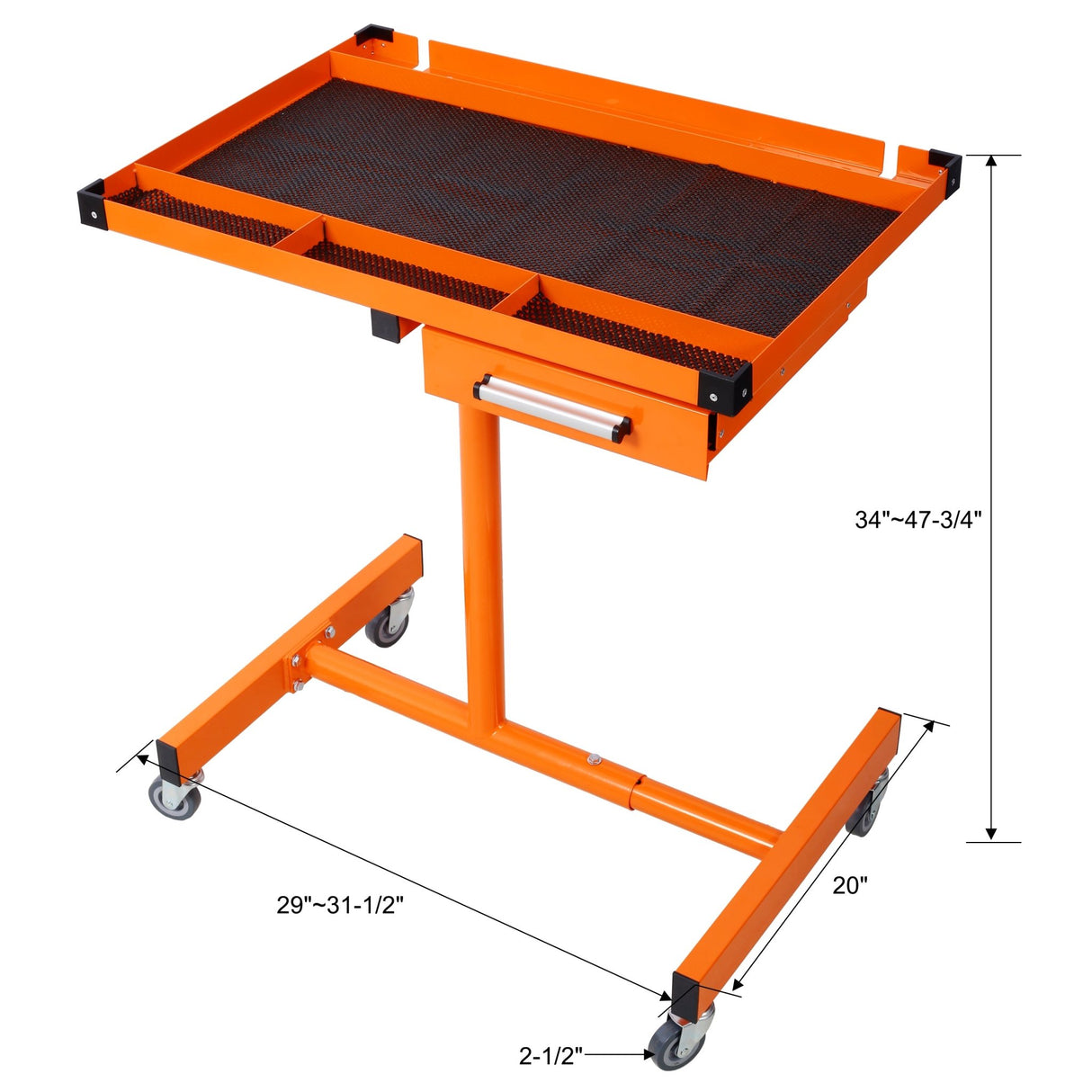 Adjustable Tear Down Work Table with Drawer Portable 220 Pound Capacity - Orange - Fab Heavy Parts