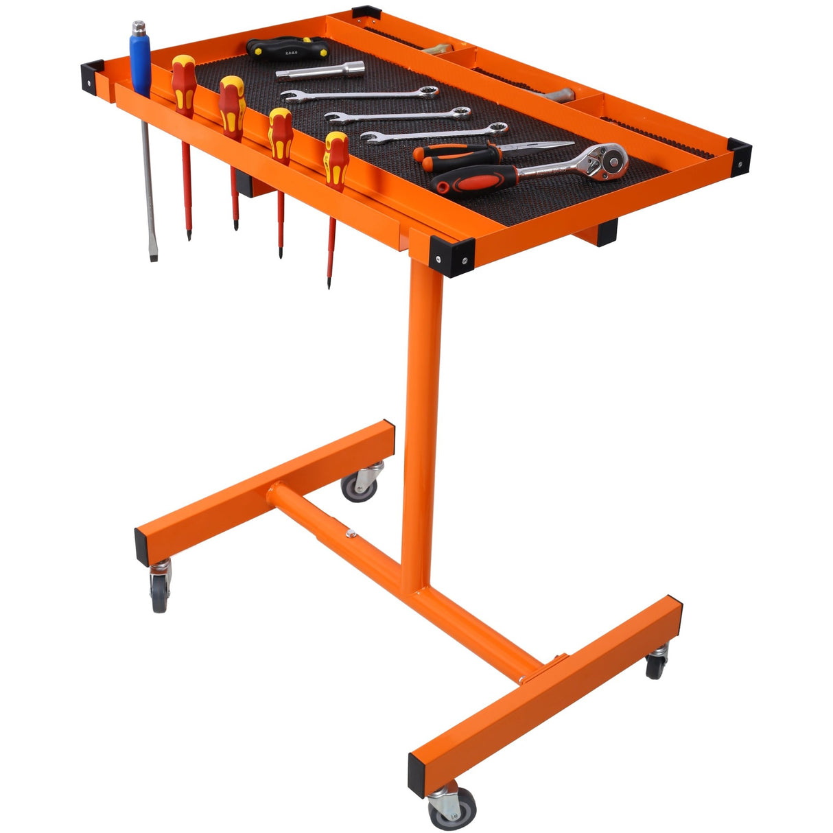 Adjustable Tear Down Work Table with Drawer Portable 220 Pound Capacity - Orange - Fab Heavy Parts