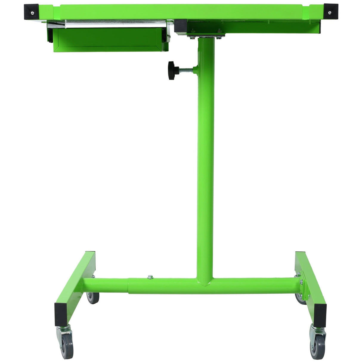 Adjustable Work Table with Drawer Portable (4) 2.5' Swivel Casters 220 Lbs Capacity Rubber Corners Heavy Duty Steel - Green - Fab Heavy Parts